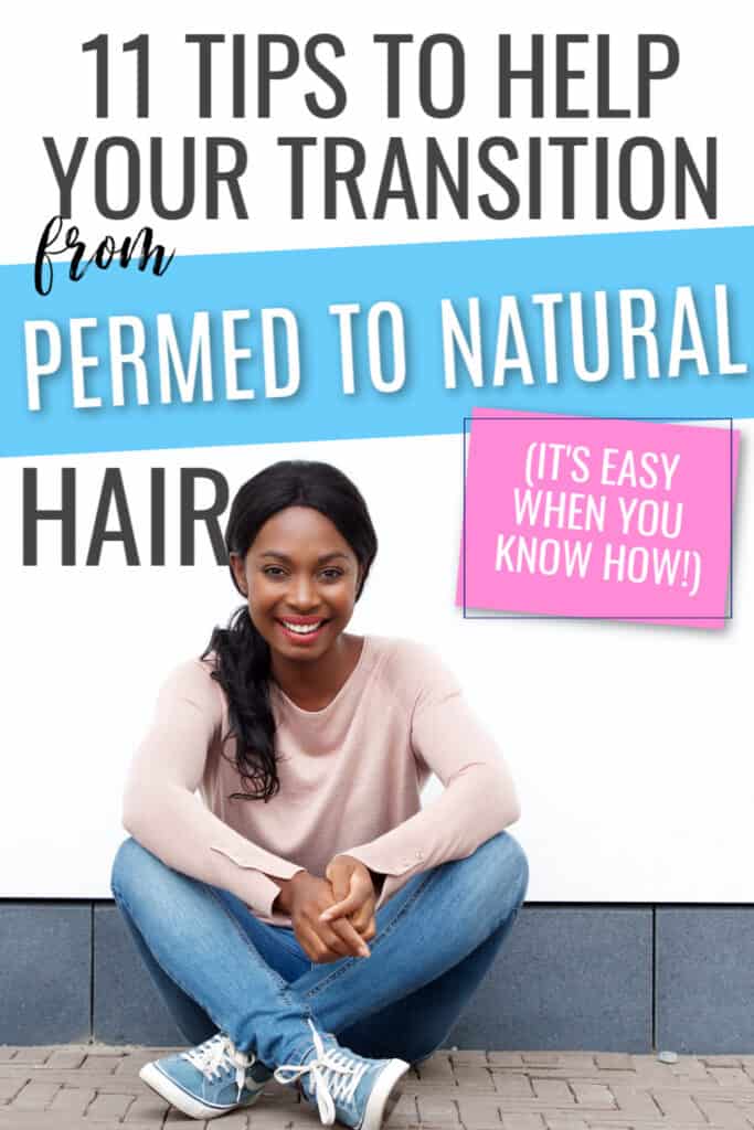 Black woman transitioning from relaxed hair to natural